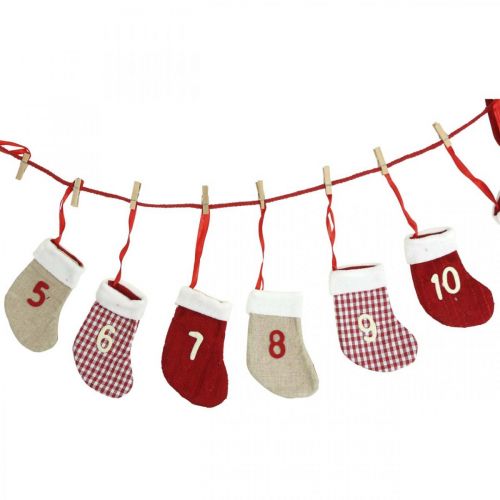 Advent calendar to fill Christmas calendar socks red 2m
