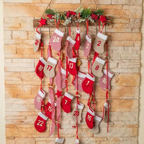 Product Advent calendar to fill Christmas calendar socks red 2m