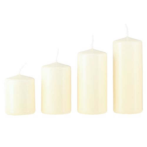 Floristik24 Advent candles of different heights, cream, 6/8/10/12 cm, 4 pieces