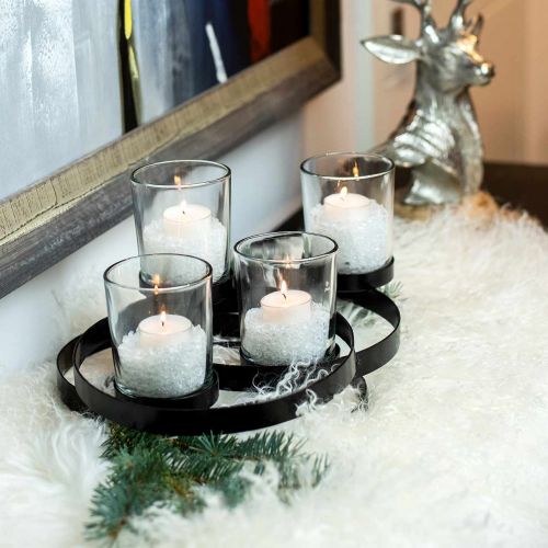 Floristik24 Advent candle holder metal round black 4 glasses 34 × 26 × 18cm