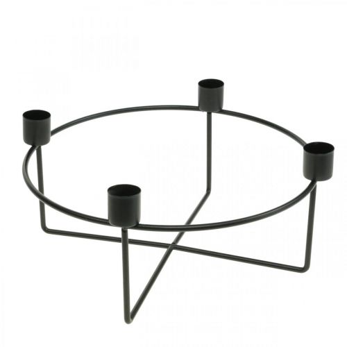 Product Candlestick for 4 candles black metal H11cm Ø24.5cm