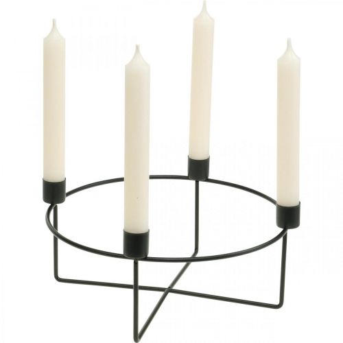 Floristik24 Candlestick for 4 candles black metal H11cm Ø24.5cm