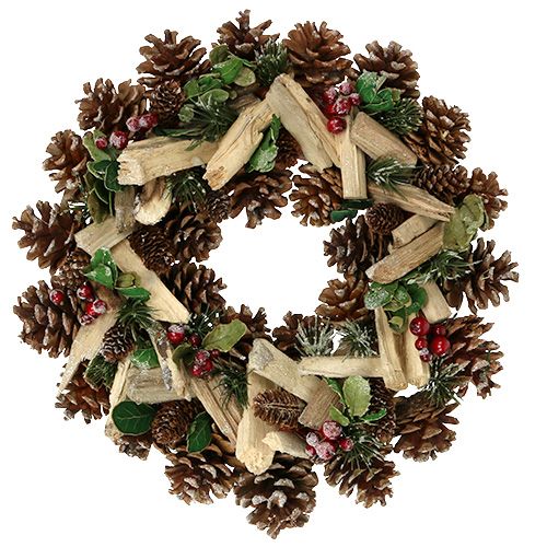 Advent wreath with cones and branches Ø34cm