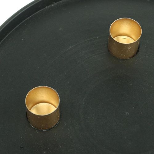 Floristik24 Candle plate metal Advent wreath black, gold Ø24cm