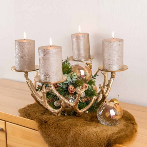 Floristik24 Advent wreath modern metal candlestick antler golden Ø49cm