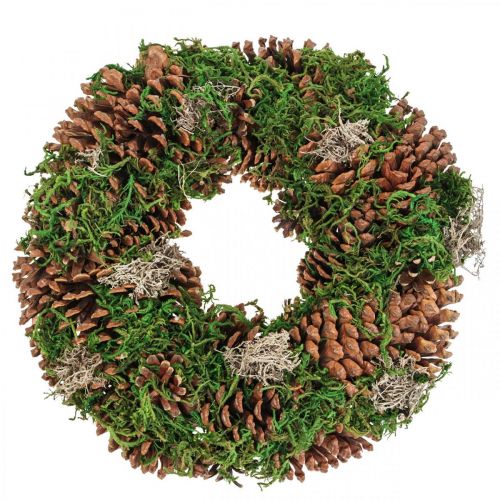 Advent wreath door wreath decorative wreath with cones moss Ø30cm