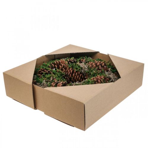 Floristik24 Advent wreath door wreath decorative wreath with cones moss Ø30cm