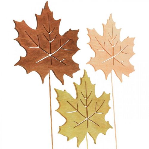 Product Autumn garden stake maple leaf wood W9.5cm L31cm 12pcs