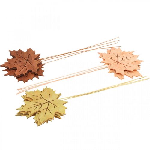 Floristik24 Autumn garden stake maple leaf wood W9.5cm L31cm 12pcs