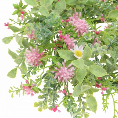 Floristik24 Meadow wreath flocked with clover pink, green Ø30cm