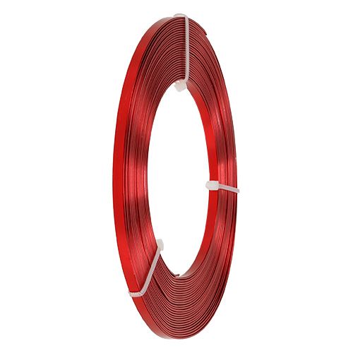 Product Red aluminum flat wire, 5mm x 10m, decorative florist wire