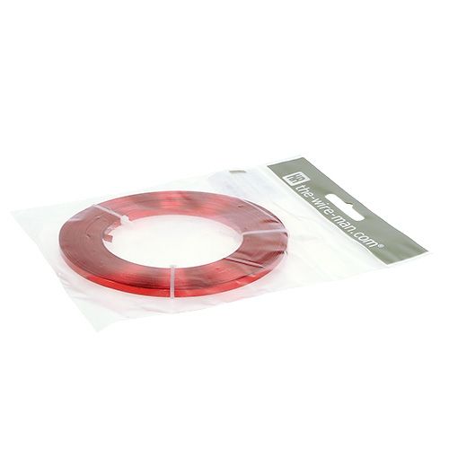 Product Red aluminum flat wire, 5mm x 10m, decorative florist wire