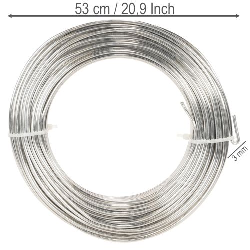 Aluminum wire, silver, 3mm, craft wire for creative projects, 1kg | Floristik24.ie