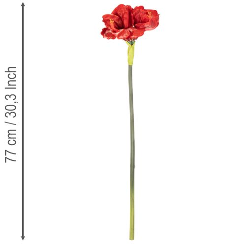 Artificial Amaryllis flower, red, long stem, for vase and arrangement, 77cm | Floristik24.ie