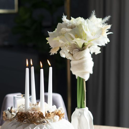 Artificial Amaryllis flower, white, with stem, Advent and Christmas, 50cm | Floristik24.ie