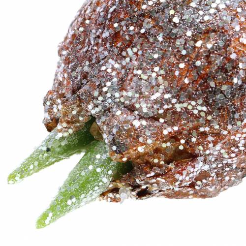Product Amaryllis bulb with glitter artificial brown H19cm