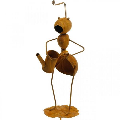 Floristik24 Decorative plug ant, bed decoration, ant with watering can, flower plug patina