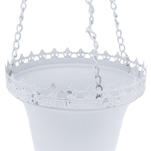 Floristik24 Metal hanging basket white Ø21cm H30cm