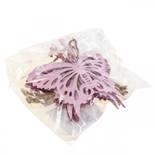 Product Pendant Butterfly Decoration Metal Pink 8.5x9.5cm 6 pcs