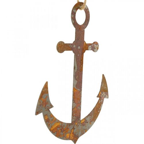 Product Anchor for hanging, maritime metal decoration silver, patina H19.5cm