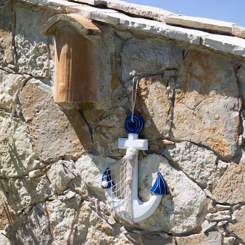 Floristik24 Anchor decoration wooden hanging white blue natural 32x2.5x22cm