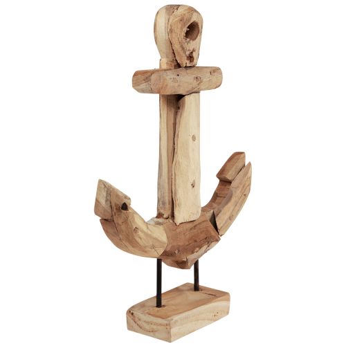 Floristik24 Anchor decoration wood metal with base teak maritime 26×7×38cm