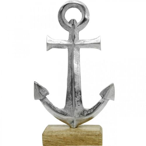 Floristik24 Anchor in metal, summer decoration, nautical decoration Silver, natural H24.5cm