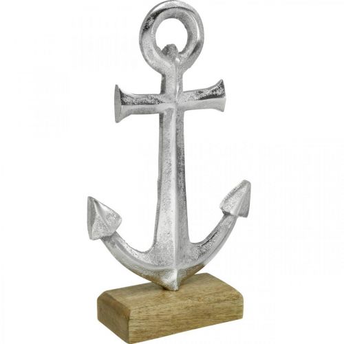 Floristik24 Anchor in metal, summer decoration, nautical decoration Silver, natural H24.5cm