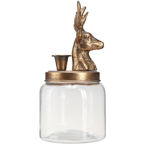 Floristik24 Antique candle holder glass deer head gold metal 26cm