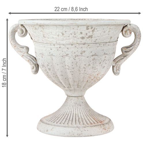 Antique trophy with handles metal decoration vintage grey white H18cm | Floristik24.ie