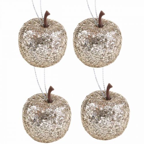 Floristik24 Decoration Mini Apple Glitter Champagne Tree Decoration Ø3.5cm 24 pcs