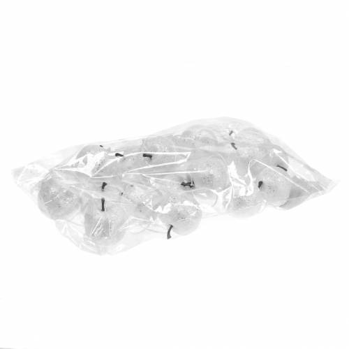 Floristik24 Decoration Mini Apple Glitter White Christmas Tree Decoration Ø3.5cm 24 pcs