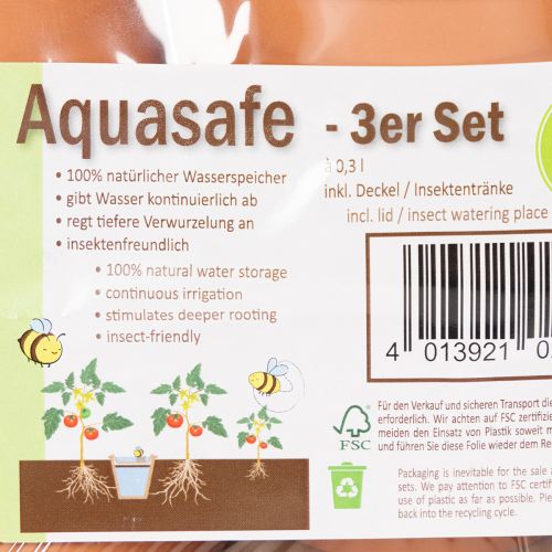 Aquasafe water reservoir with insect drinking trough for garden, balcony, terrace, 12cm, 3 pieces | Floristik24.ie