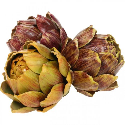 Floristik24 Artichoke Artificial Vegetables Deco Colored Assorted H10.5cm 3pcs