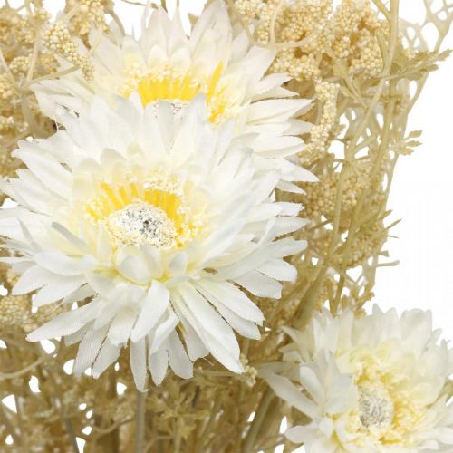 Product Artificial bouquet of asters and baby&#39;s breath in beige and white, perfect for wedding decorations and autumn arrangements, 43cm