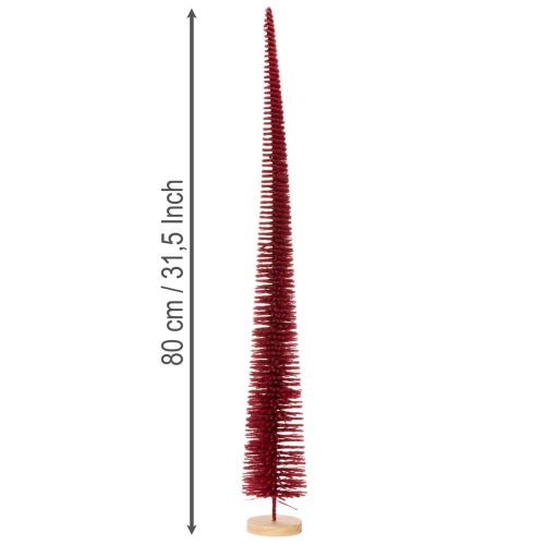 Modern slim decorative Christmas tree on a wooden base, 80cm | Floristik24.ie