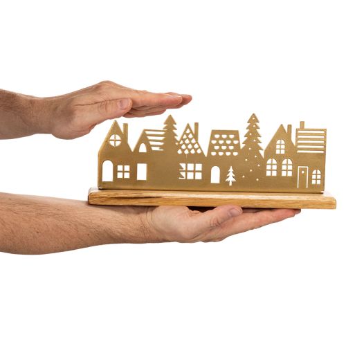 House silhouette decoration Advent on wooden base 29cm | Floristik24.ie