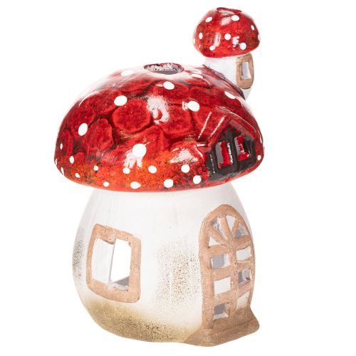 Decorative mushroom house for tea light, hand-painted with turret, 21cm buy online | Floristik24.ie