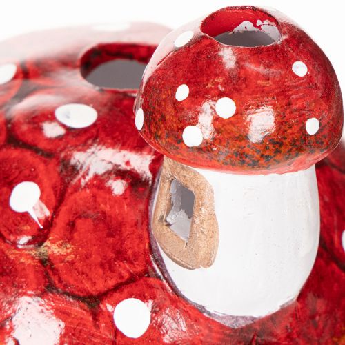 Decorative mushroom house for tea light, hand-painted with turret, 21cm | Floristik24.ie