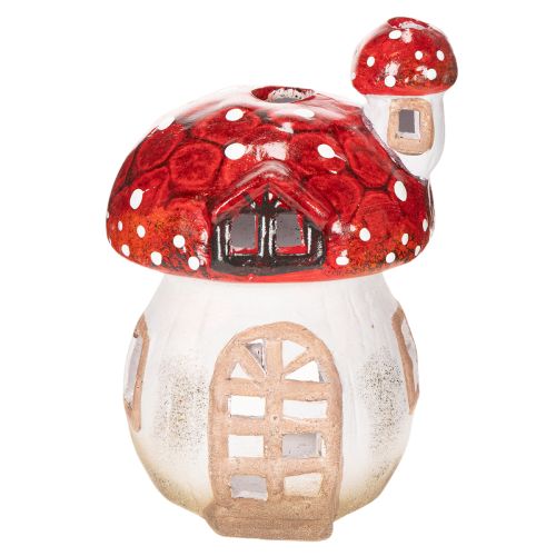 Decorative mushroom house for tea light, hand-painted with turret, 21cm | Floristik24.ie