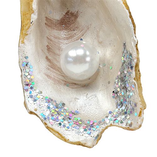 Floristik24 Oyster with pearl and mica to hang 8.5cm