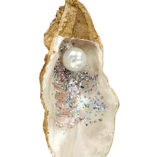 Product Oyster with pearl and mica to hang 10.5cm