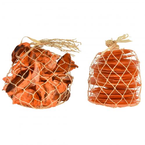 Product Coloured Capiz and Oyster Shells in Net Orange 3.5-9.5cm 2pcs