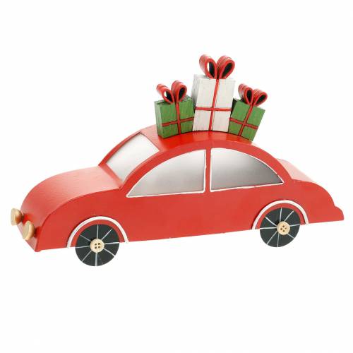 Floristik24 Christmas car with LED red metal 25cm H14.5cm for battery.
