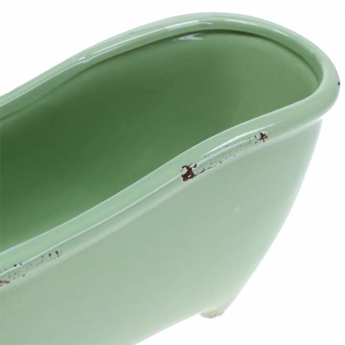 Floristik24 Decorative bathtub ceramic grey, green sorted 22cm x 10cm H10cm set of 3