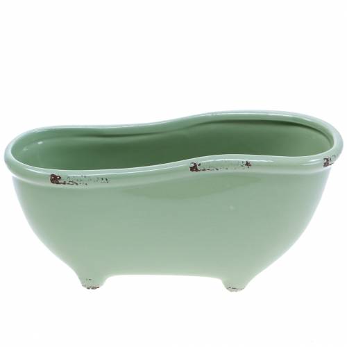 Floristik24 Decorative bathtub ceramic grey, green sorted 22cm x 10cm H10cm set of 3