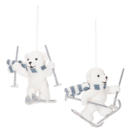 Polar bear pendant on skis with scarf for hanging, 10cm, 2 pieces buy online | Floristik24.ie