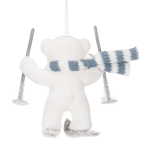 Polar bear pendant on skis with scarf for hanging, 10cm, 2 pieces | Floristik24.ie