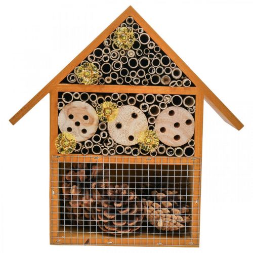 Balcony decoration insect hotel insect house solar orange 23x24cm