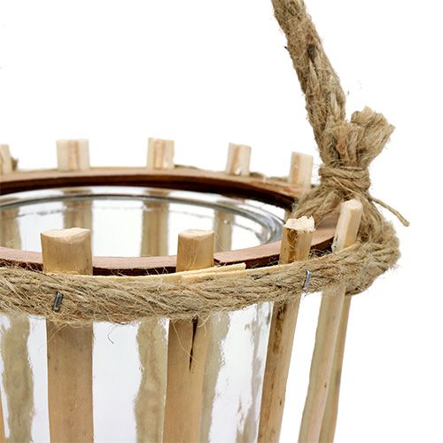 Floristik24 Bamboo basket with glass for hanging Ø14cm H13cm 2pcs